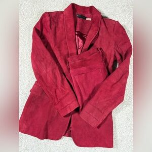Alice + Olivia Lambskin Suit Cranberry Red